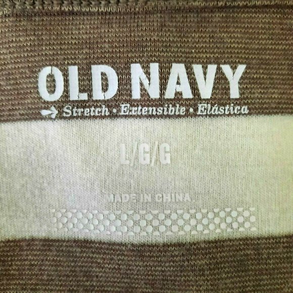 Old Navy Tan & Ivory Long Sleeve Striped Boat Neck Cozy Modal Blend Top - Picture 6 of 6